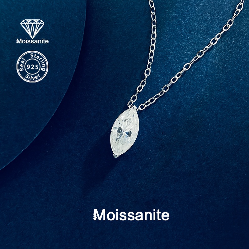925 Silver Moissanite Water Drop Pendant Necklace for Women